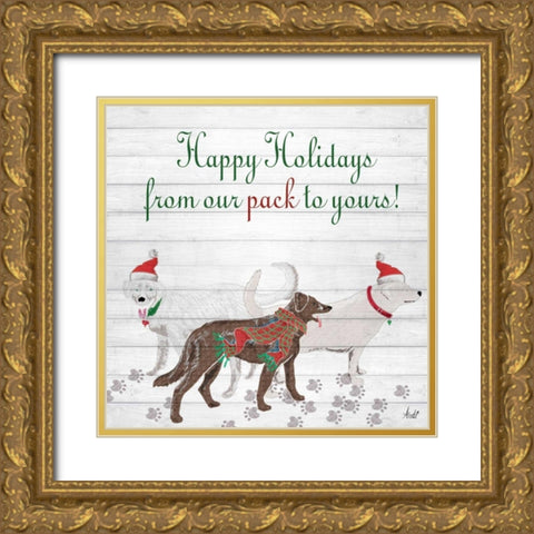 Wood Holiday Pack I Gold Ornate Wood Framed Art Print with Double Matting by Metz, Andi