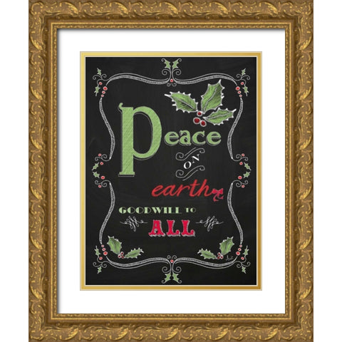 Noel Chalk Art V Gold Ornate Wood Framed Art Print with Double Matting by Metz, Andi