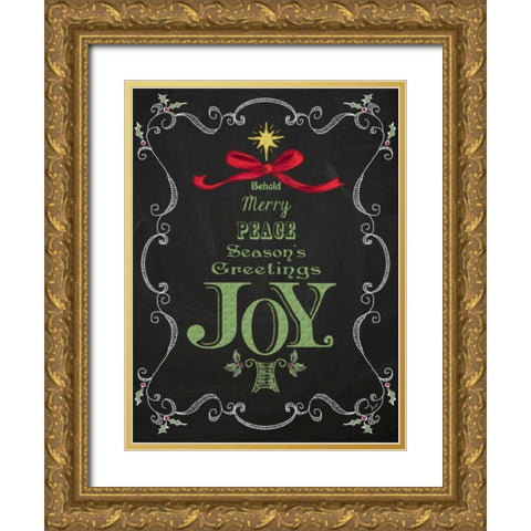 Noel Chalk Art VI Gold Ornate Wood Framed Art Print with Double Matting by Metz, Andi