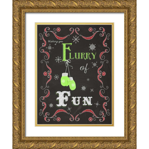 Let it Snow Chalk Art I Gold Ornate Wood Framed Art Print with Double Matting by Metz, Andi