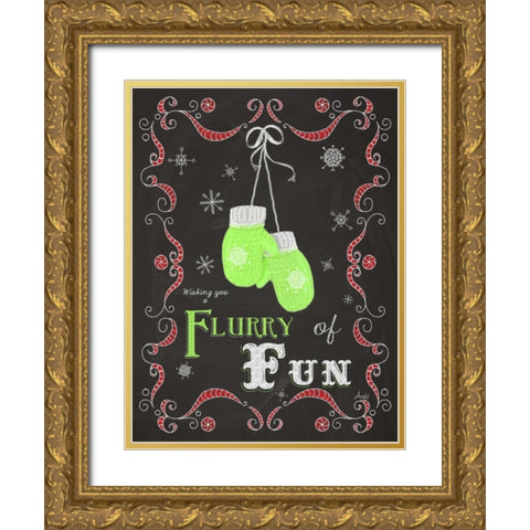 Let it Snow Chalk Art I Gold Ornate Wood Framed Art Print with Double Matting by Metz, Andi