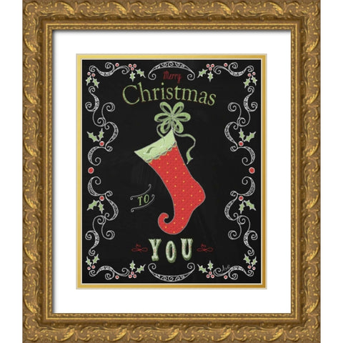 Snow Chalk Art III Gold Ornate Wood Framed Art Print with Double Matting by Metz, Andi