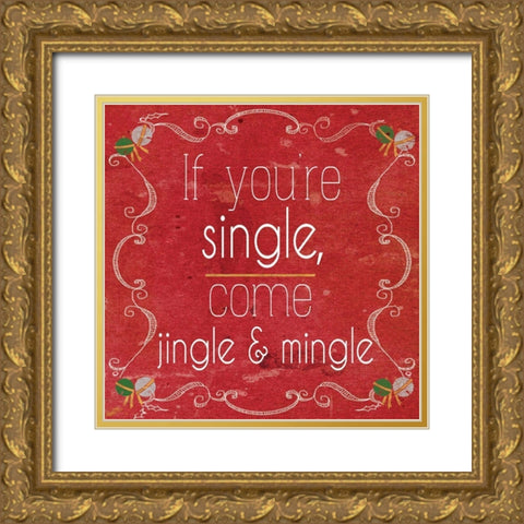 Red Hot Christmas I Gold Ornate Wood Framed Art Print with Double Matting by Metz, Andi