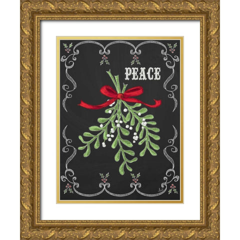 Noel Chalk Art IV Gold Ornate Wood Framed Art Print with Double Matting by Metz, Andi
