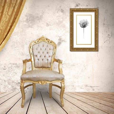 Flower in Gray Panel I Gold Ornate Wood Framed Art Print with Double Matting by Pinto, Patricia