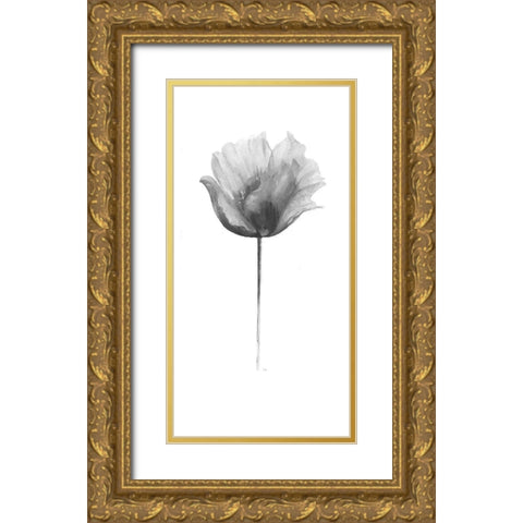 Flower in Gray Panel I Gold Ornate Wood Framed Art Print with Double Matting by Pinto, Patricia