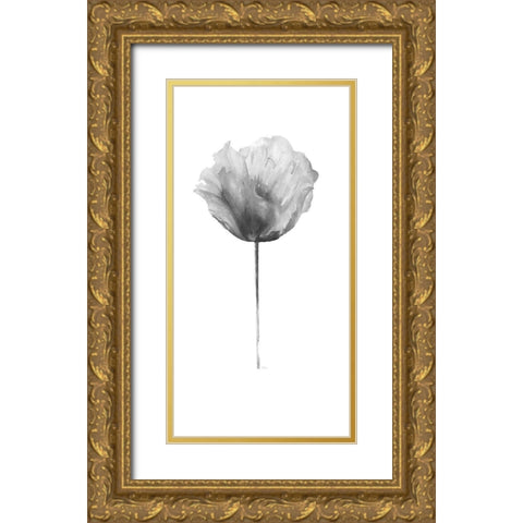 Flower in Gray Panel II Gold Ornate Wood Framed Art Print with Double Matting by Pinto, Patricia
