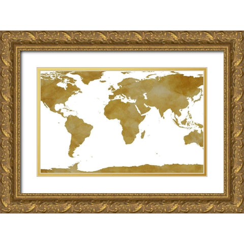 World Map Collection Gold Gold Ornate Wood Framed Art Print with Double Matting by SD Graphics Studio