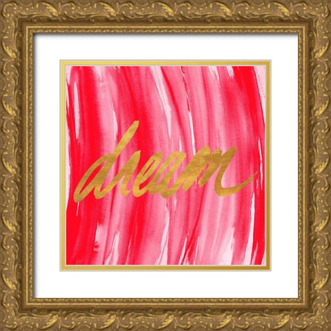 Golden Words Watercolor Square III (red background) Gold Ornate Wood Framed Art Print with Double Matting by SD Graphics Studio