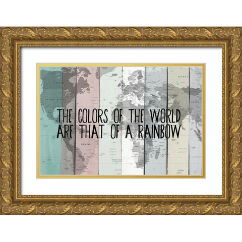 Colors of the World Gold Ornate Wood Framed Art Print with Double Matting by SD Graphics Studio