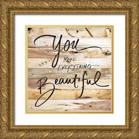 Inspiration on Wood Gold Ornate Wood Framed Art Print with Double Matting by SD Graphics Studio