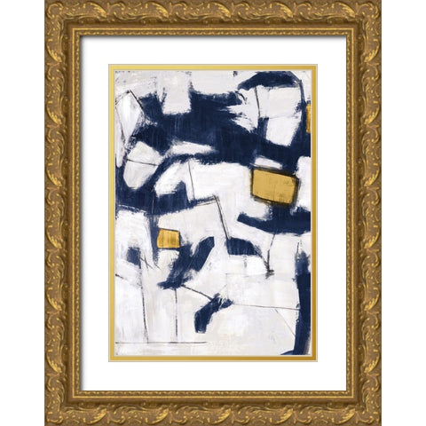 Golden Blue Shatters II Gold Ornate Wood Framed Art Print with Double Matting by Johnson, Walt