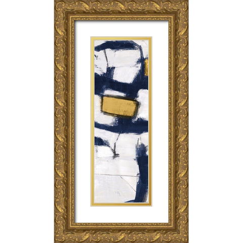 Golden Blue Shatters Panel III Gold Ornate Wood Framed Art Print with Double Matting by Johnson, Walt