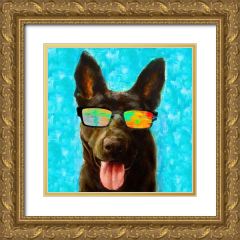 Puppy with Shades II Gold Ornate Wood Framed Art Print with Double Matting by Johnson, Walt