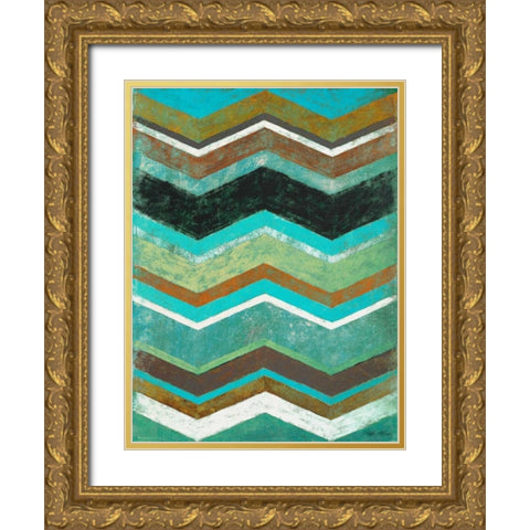 Vintage Chevron I Gold Ornate Wood Framed Art Print with Double Matting by Marcon, Michael