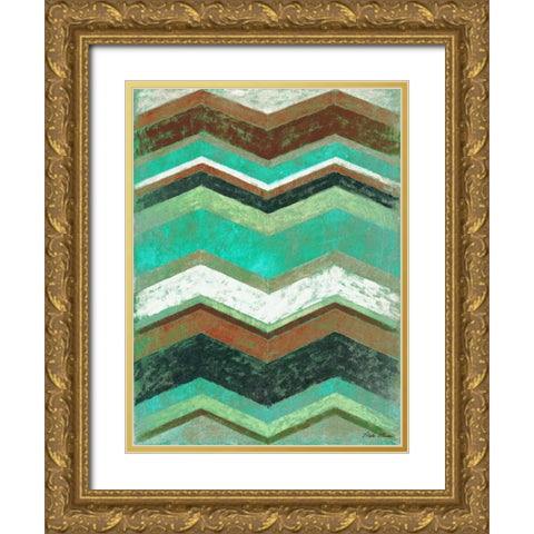 Vintage Chevron II Gold Ornate Wood Framed Art Print with Double Matting by Marcon, Michael