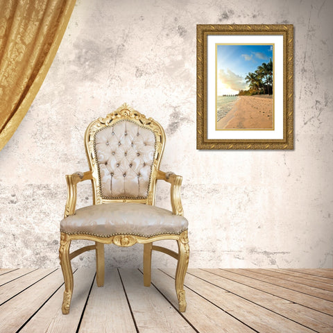 Walk the Beach Gold Ornate Wood Framed Art Print with Double Matting by Bryant, Susan