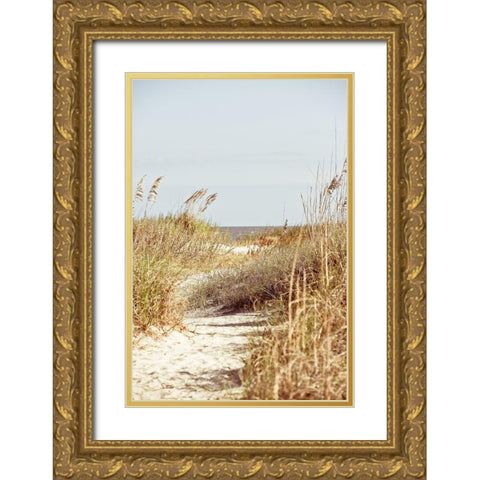 Palm To Beach Gold Ornate Wood Framed Art Print with Double Matting by Bryant, Susan