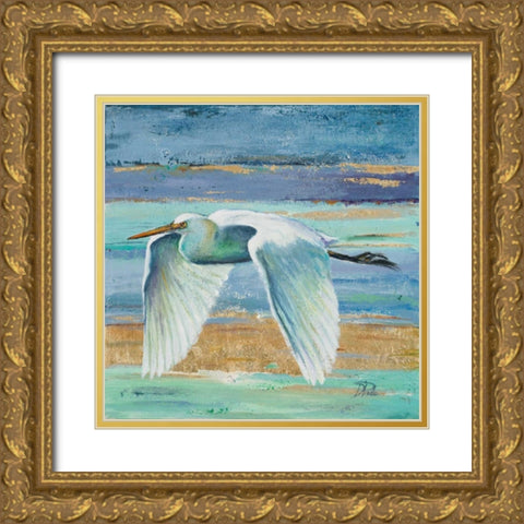 Great Egret II Gold Ornate Wood Framed Art Print with Double Matting by Pinto, Patricia