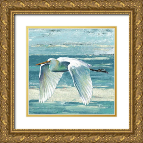 Great Egret II Gold Ornate Wood Framed Art Print with Double Matting by Pinto, Patricia