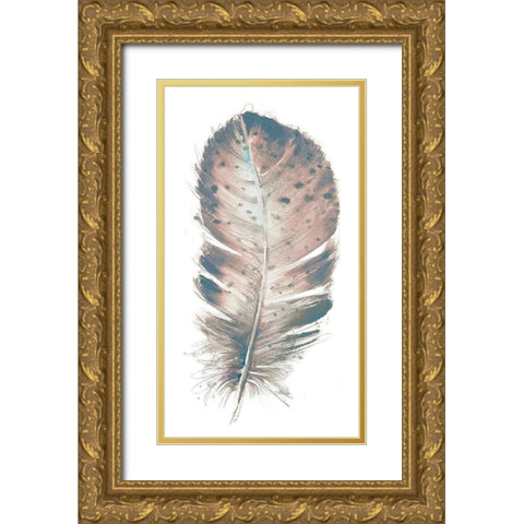 Pastel Feather I Gold Ornate Wood Framed Art Print with Double Matting by Pinto, Patricia