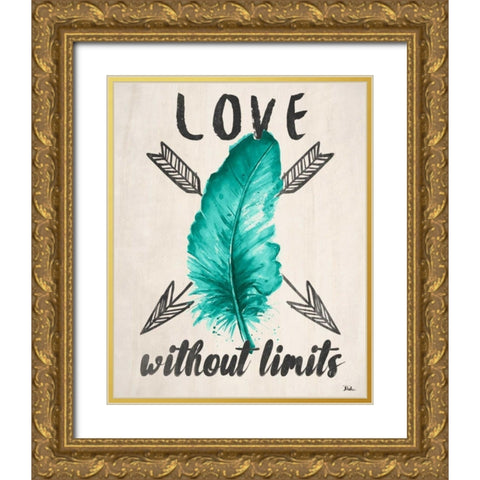 Teal Fearless Limits II Gold Ornate Wood Framed Art Print with Double Matting by Pinto, Patricia