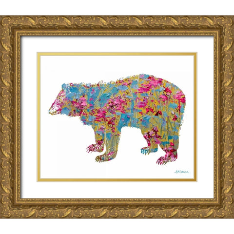 Colorful Bear Gold Ornate Wood Framed Art Print with Double Matting by Coolick, Ann Marie
