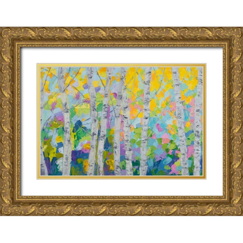 Dancing Birch Tree II Gold Ornate Wood Framed Art Print with Double Matting by Coolick, Ann Marie