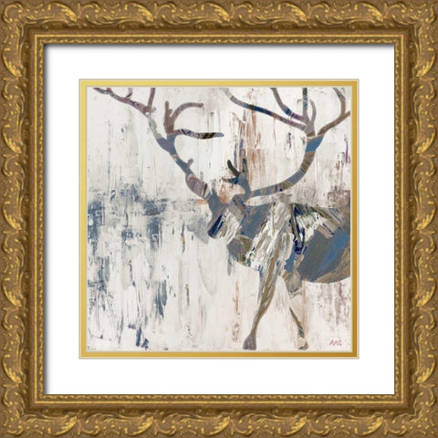 Neutral Rhizome Deer Gold Ornate Wood Framed Art Print with Double Matting by Coolick, Ann Marie