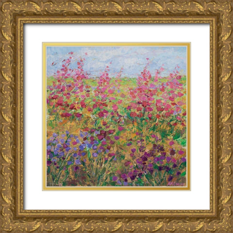Floral Fields II Gold Ornate Wood Framed Art Print with Double Matting by Coolick, Ann Marie