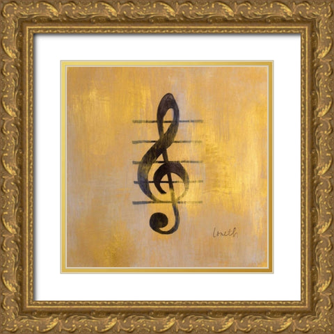 Treble Clef Border Gold Ornate Wood Framed Art Print with Double Matting by Loreth, Lanie