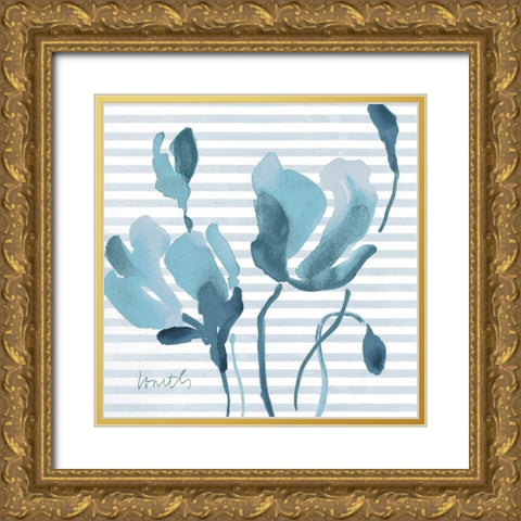 Blue Magnolias II Gold Ornate Wood Framed Art Print with Double Matting by Loreth, Lanie