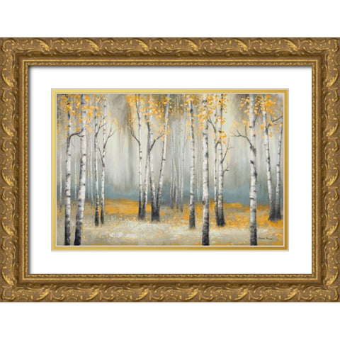 Golden September Birch Gold Ornate Wood Framed Art Print with Double Matting by Marcon, Michael