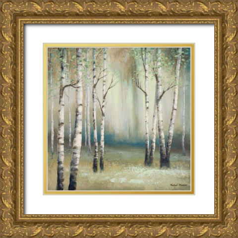 Late September Birch I Gold Ornate Wood Framed Art Print with Double Matting by Marcon, Michael