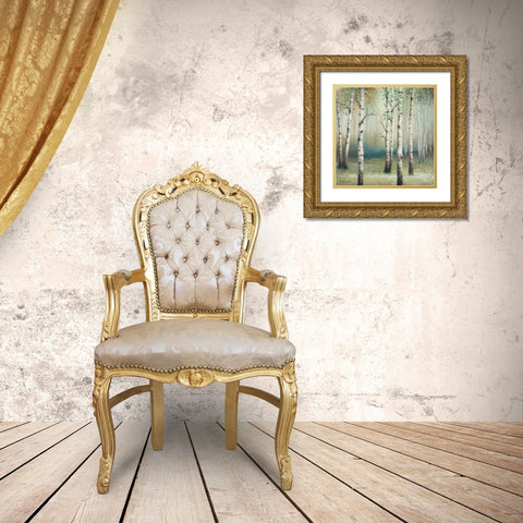 Late September Birch II Gold Ornate Wood Framed Art Print with Double Matting by Marcon, Michael