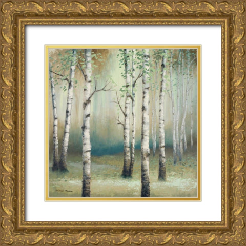 Late September Birch II Gold Ornate Wood Framed Art Print with Double Matting by Marcon, Michael