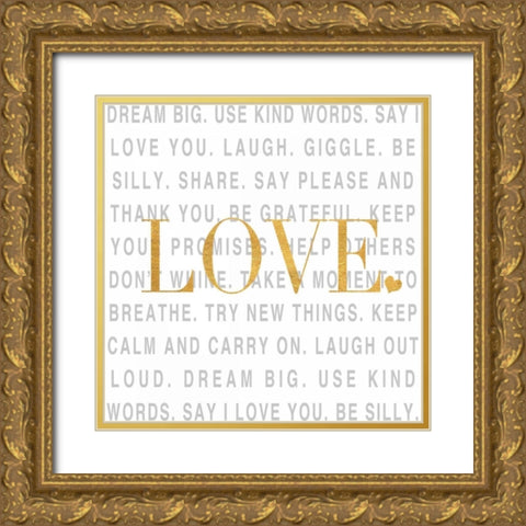 Gold Love and Life I Gold Ornate Wood Framed Art Print with Double Matting by SD Graphics Studio