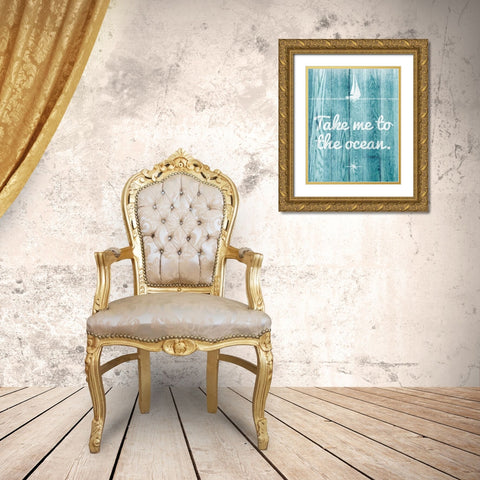To the Ocean Gold Ornate Wood Framed Art Print with Double Matting by SD Graphics Studio