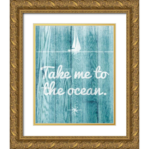 To the Ocean Gold Ornate Wood Framed Art Print with Double Matting by SD Graphics Studio