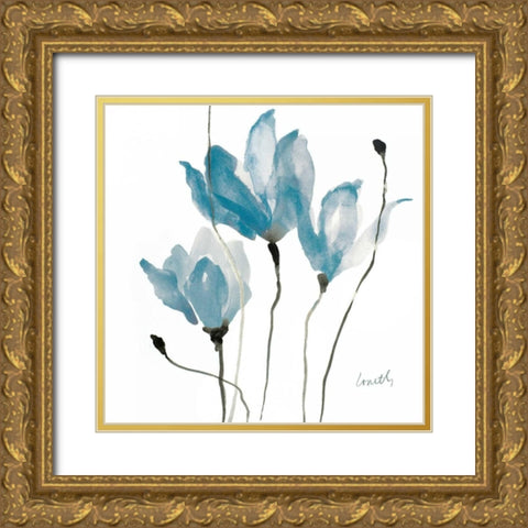 Blue Sway Square Gold Ornate Wood Framed Art Print with Double Matting by Loreth, Lanie