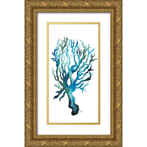 Aqua Creatures IV Gold Ornate Wood Framed Art Print with Double Matting by Medley, Elizabeth