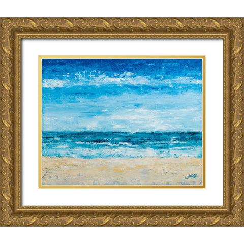 Crashing Waves Gold Ornate Wood Framed Art Print with Double Matting by DeRice, Julie
