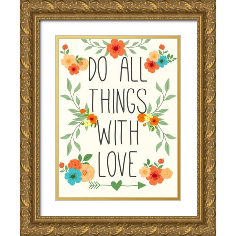 Heart and Love I Gold Ornate Wood Framed Art Print with Double Matting by SD Graphics Studio