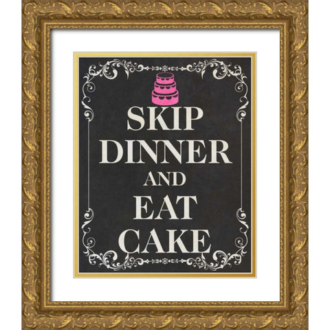Eat Cake Pink II Gold Ornate Wood Framed Art Print with Double Matting by SD Graphics Studio