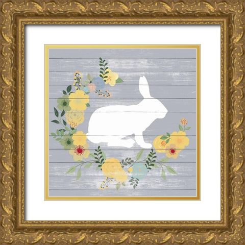 Bunny Gold Ornate Wood Framed Art Print with Double Matting by SD Graphics Studio