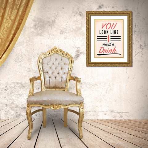 Need a Drink II Gold Ornate Wood Framed Art Print with Double Matting by SD Graphics Studio
