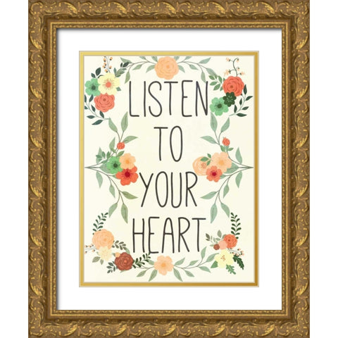 Love Heart II Gold Ornate Wood Framed Art Print with Double Matting by SD Graphics Studio