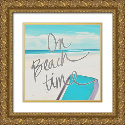 On Beach Time Gold Ornate Wood Framed Art Print with Double Matting by Peck, Gail
