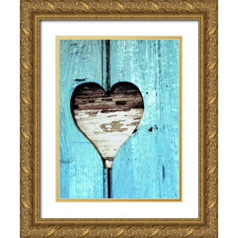 Wood Heart Gold Ornate Wood Framed Art Print with Double Matting by Peck, Gail