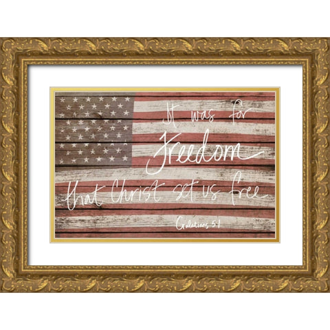 Freedom Gold Ornate Wood Framed Art Print with Double Matting by Peck, Gail